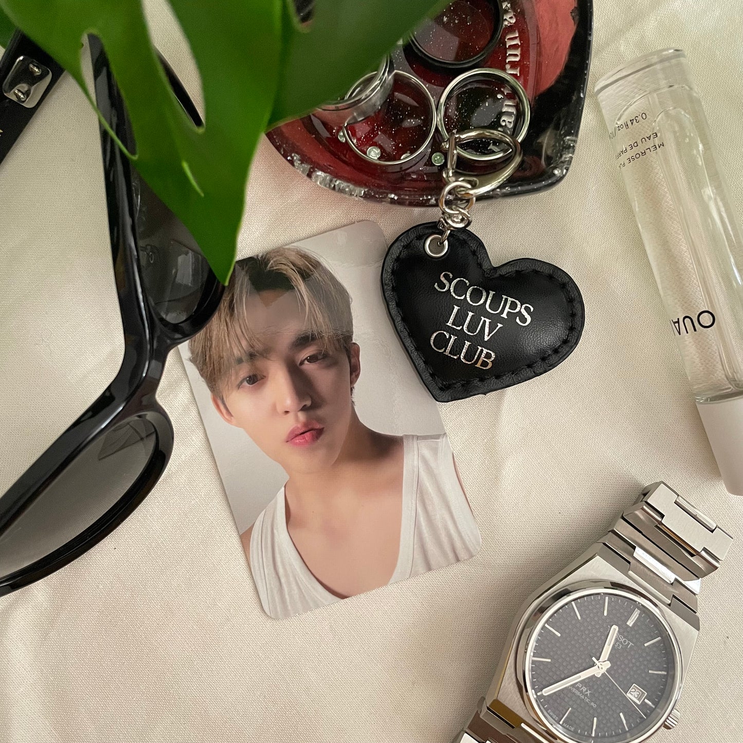 svt leather heart keychains (hhu individual)