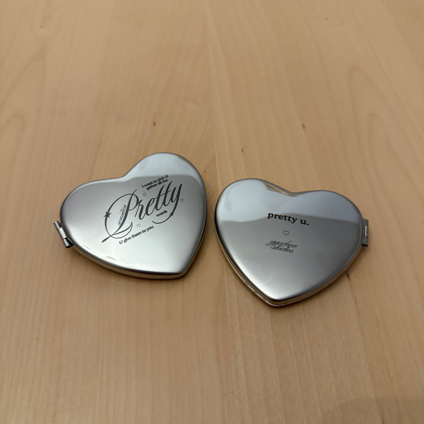 pretty u engraved stainless steel double sided mirror
