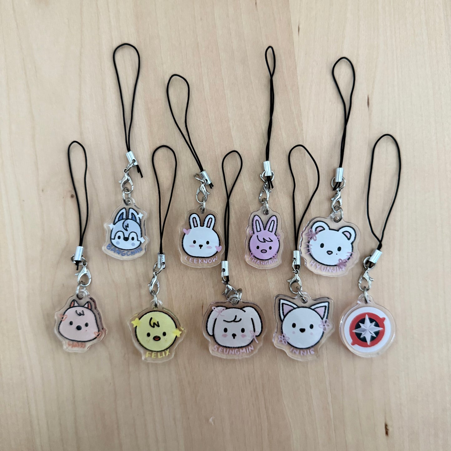 stray kids members phone charms
