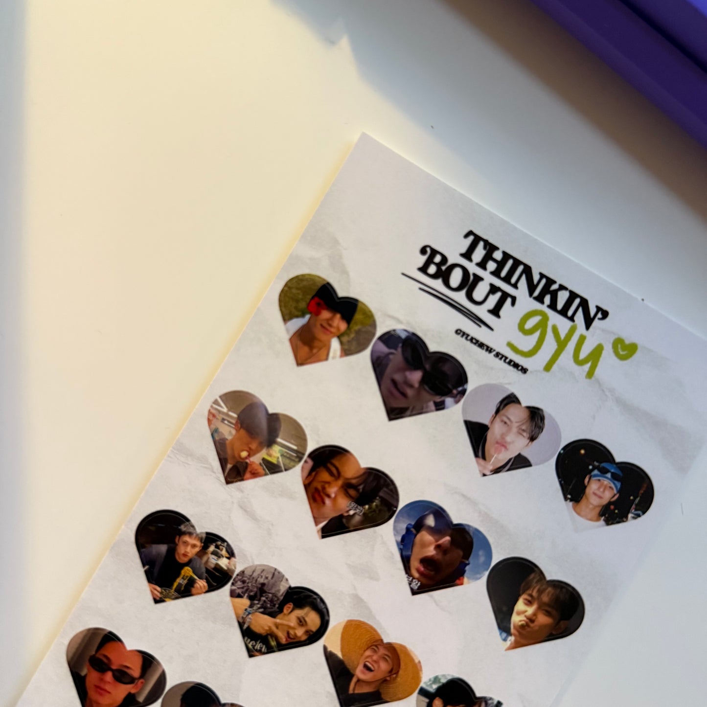 thinkin’ ‘bout gyu heart sticker sheet