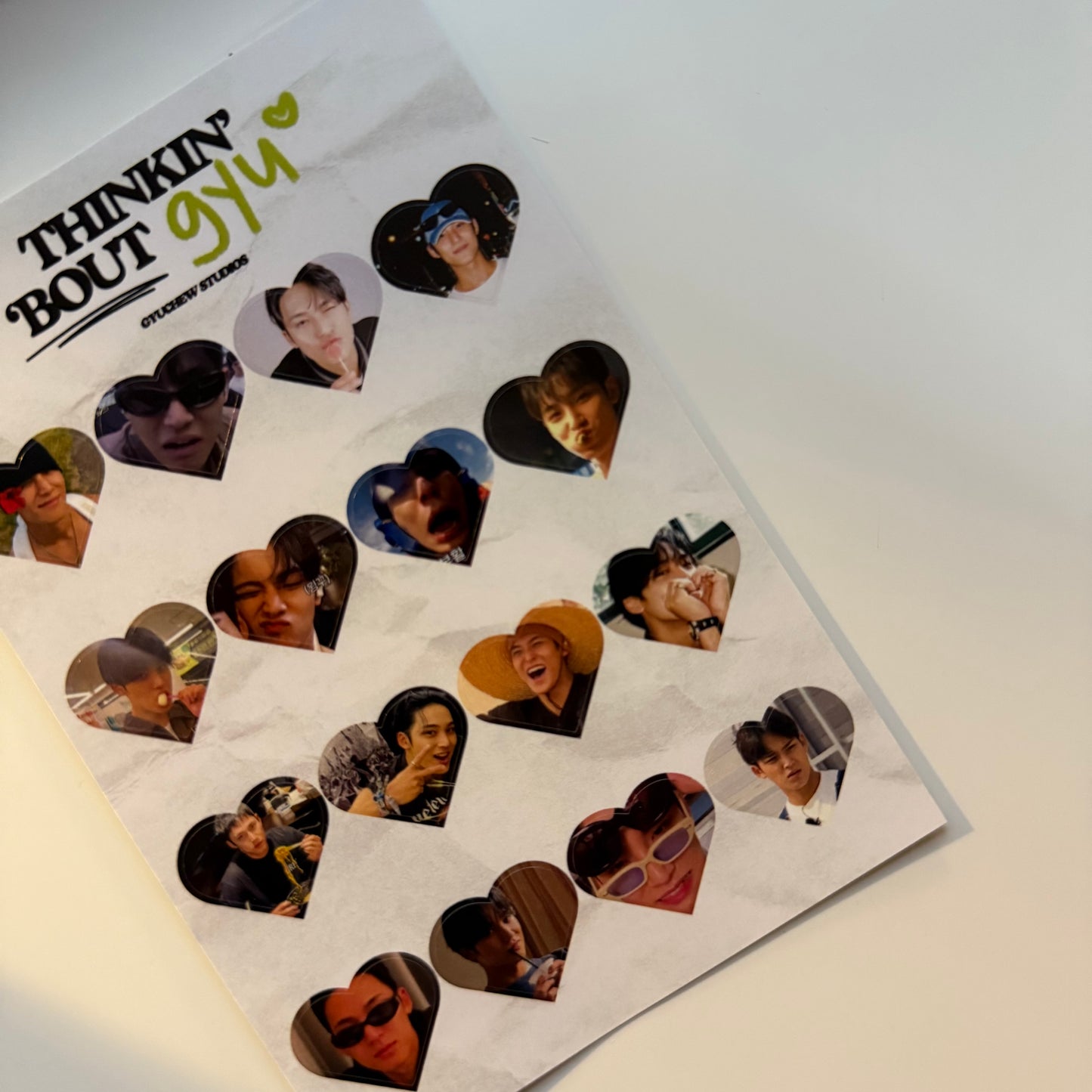 thinkin’ ‘bout gyu heart sticker sheet