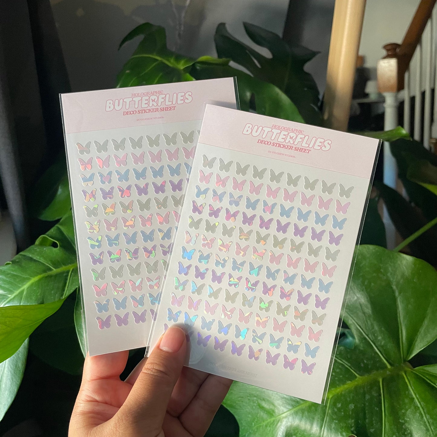 holographic butterflies deco sticker sheet