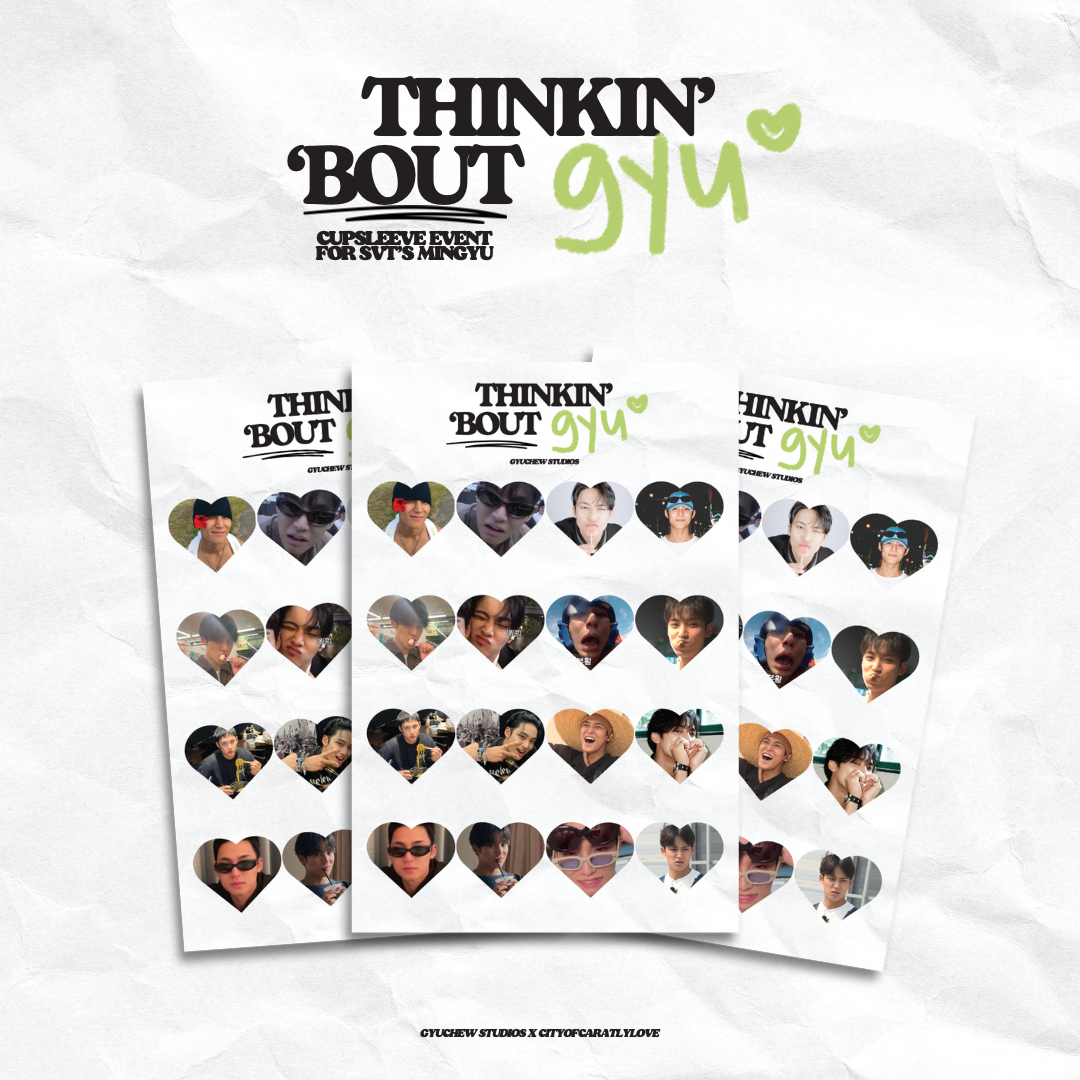 thinkin’ ‘bout gyu heart sticker sheet