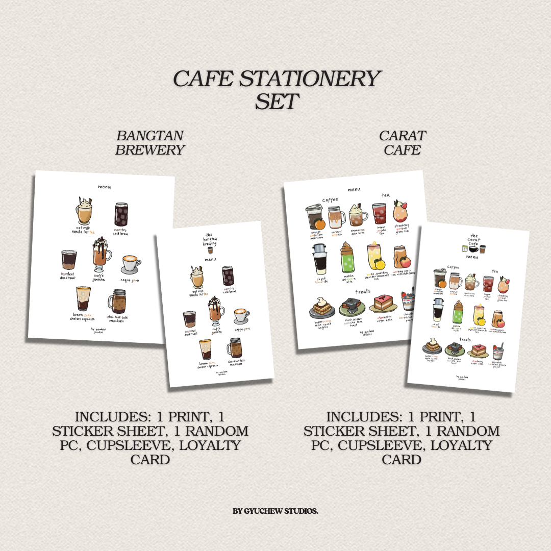 cafe stops tourist merch (sticker sheet, print, etc)