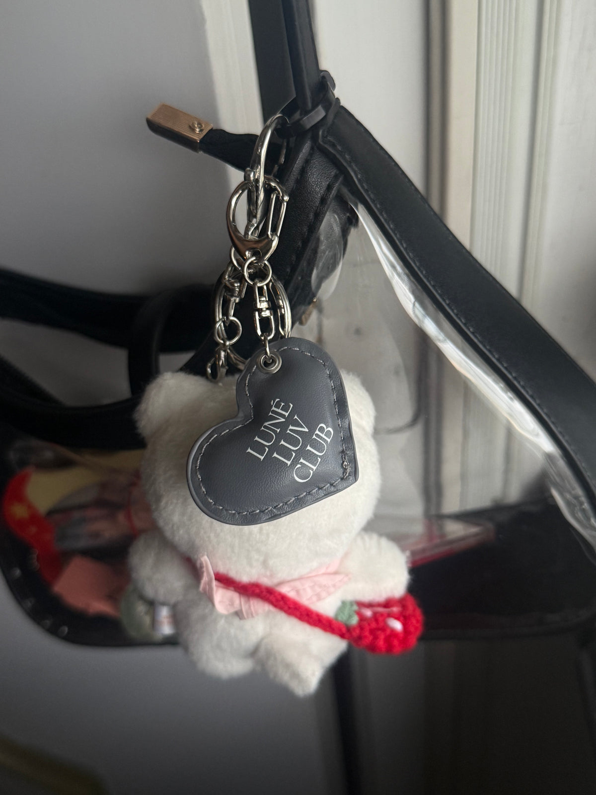 &team / lune luv club leather heart keychain (double-sided)