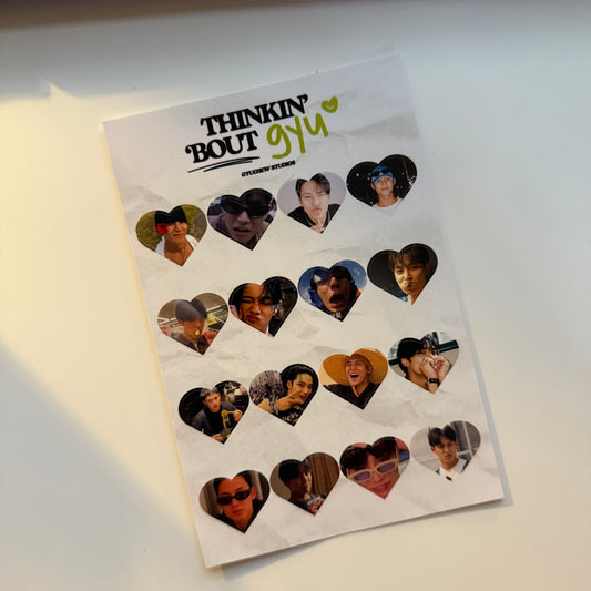 thinkin’ ‘bout gyu heart sticker sheet