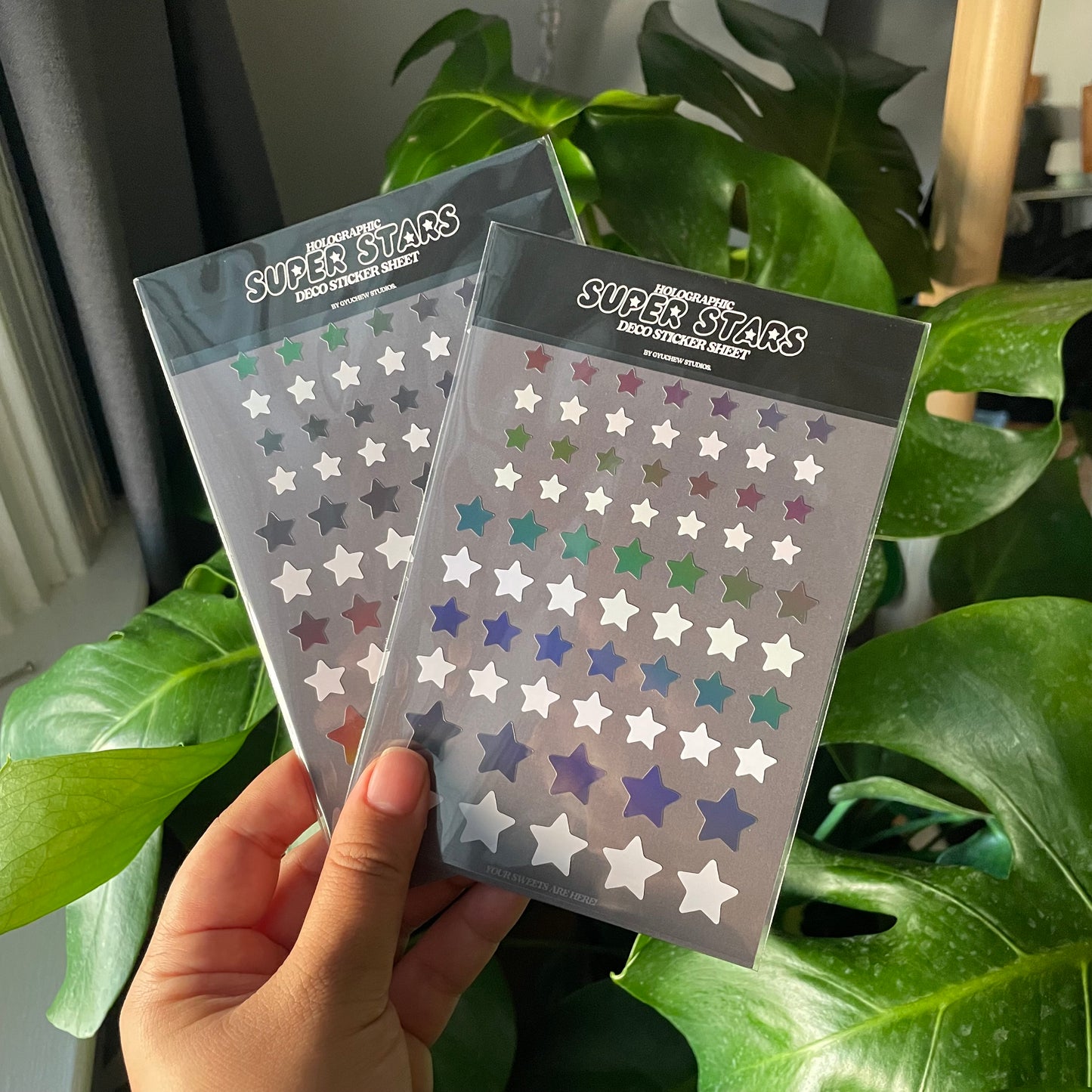 holographic super stars deco sticker sheet