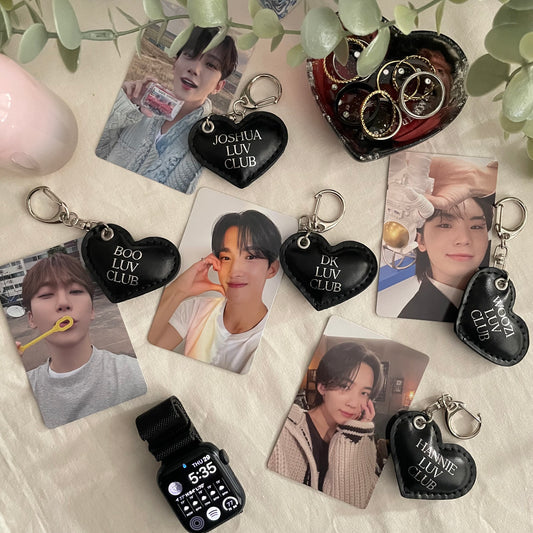 svt leather heart keychains (vocal unit individual)