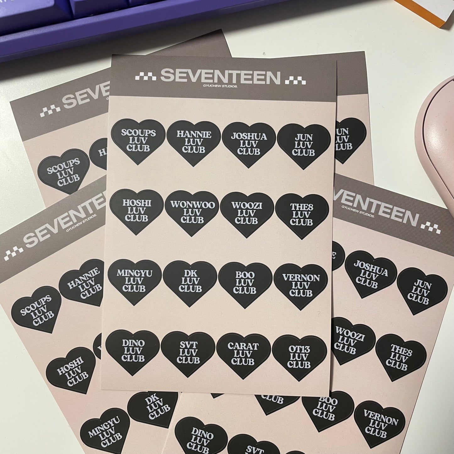 seventeen luv club hearts sticker sheet