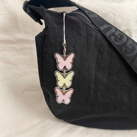 holo butterflies bag charm