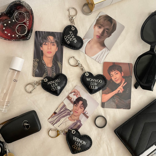 svt leather heart keychains (hhu individual)