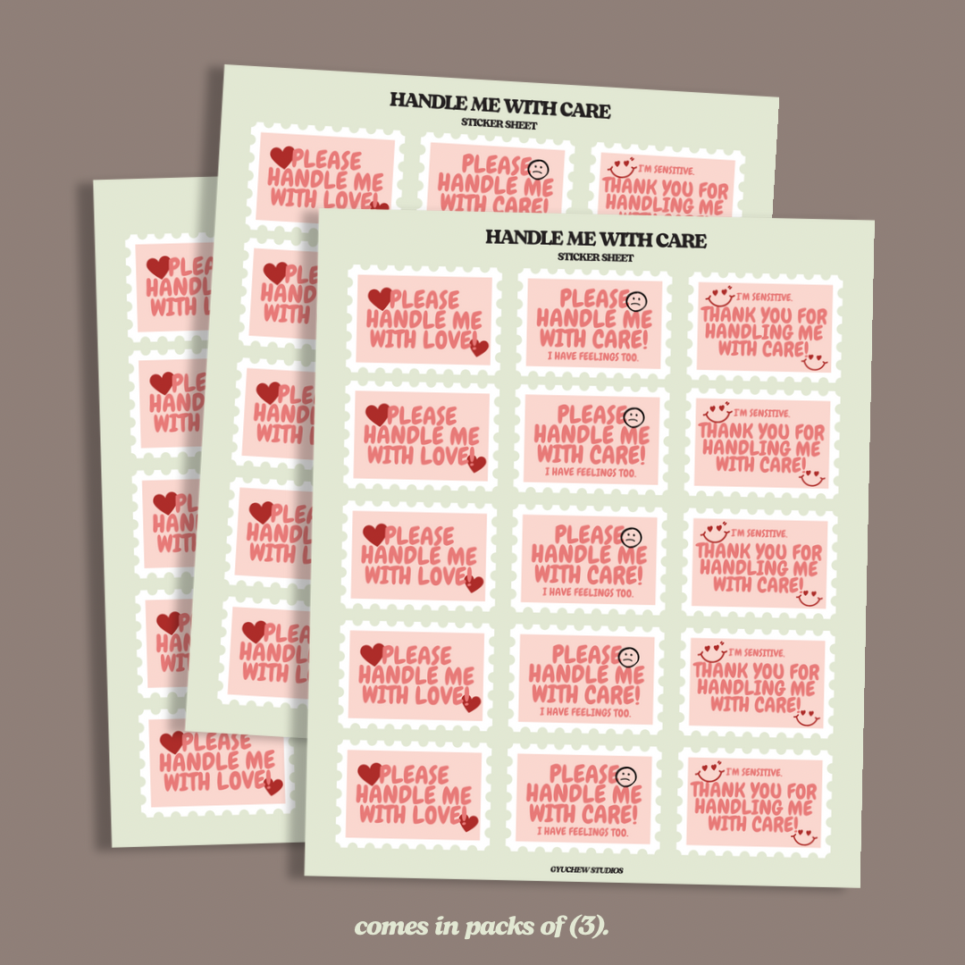 handle me with care (strawberry pink) sticker sheet set