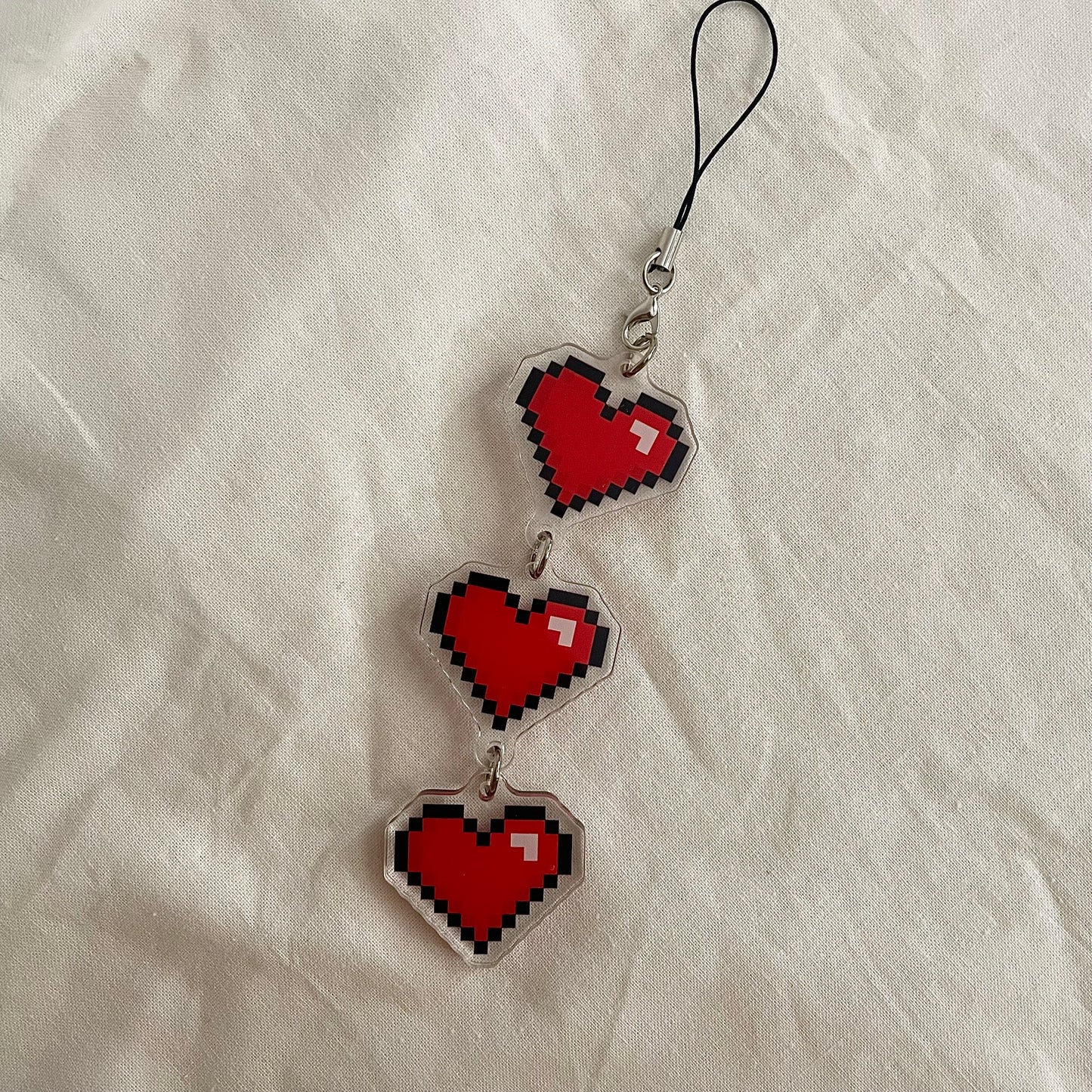 power-up hearts bag charm